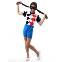 Fantasia Arlequina Infantil Curta Com Macacão E Máscara Tamanho P - 2