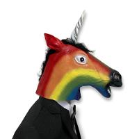 Máscara Cabeça De Unicórnio Arco íris Em Látex - 1