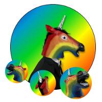 Máscara Cabeça De Unicórnio Arco íris Em Látex - 6