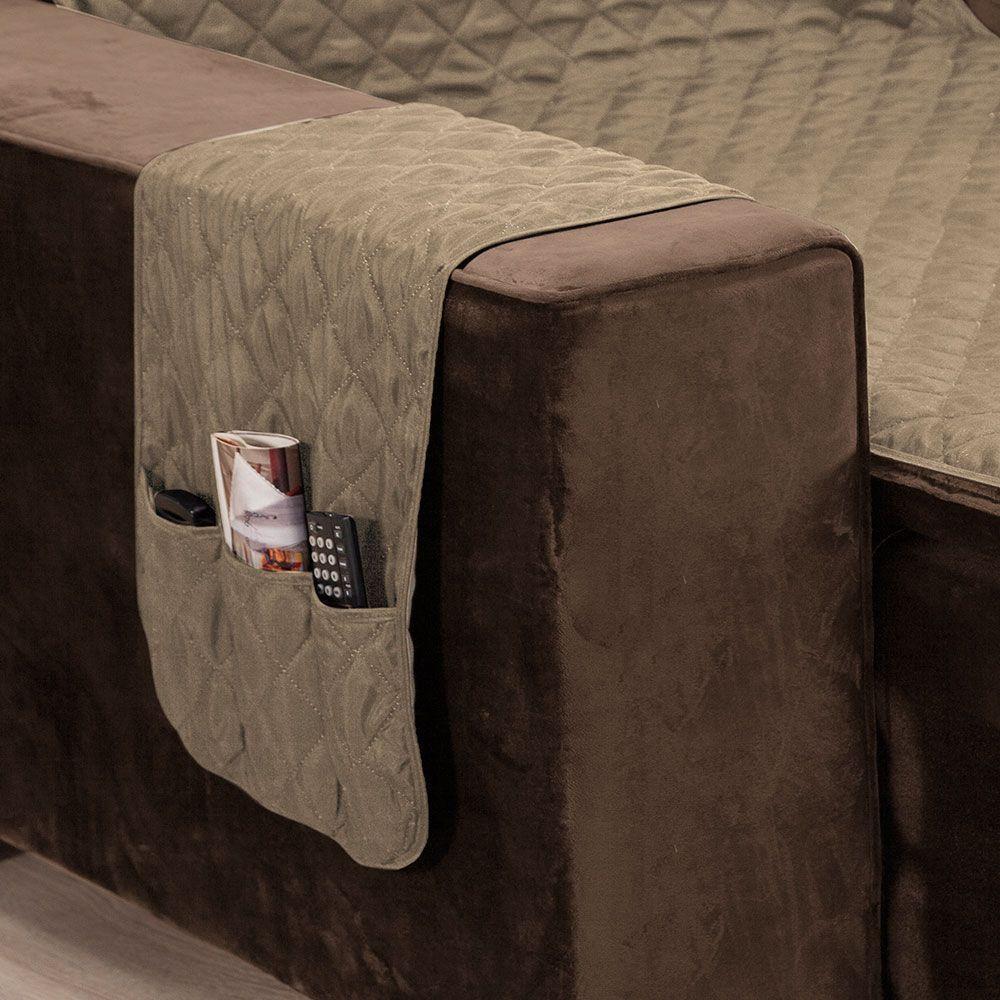 Protetor De Sofá Assento 1,80m Retrátil Mr100% Poliéster - Palha/cáqui - 4