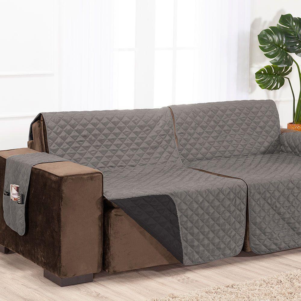 Protetor De Sofá Assento 1,80m Retrátil Mr100% Poliéster - Cinza/preto - 5