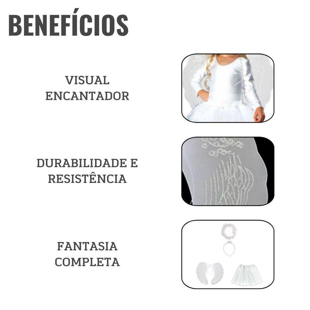 Kit Fantasia Anjo Infantil Com Asa Saia E Tiara - 1 Unidade - 6