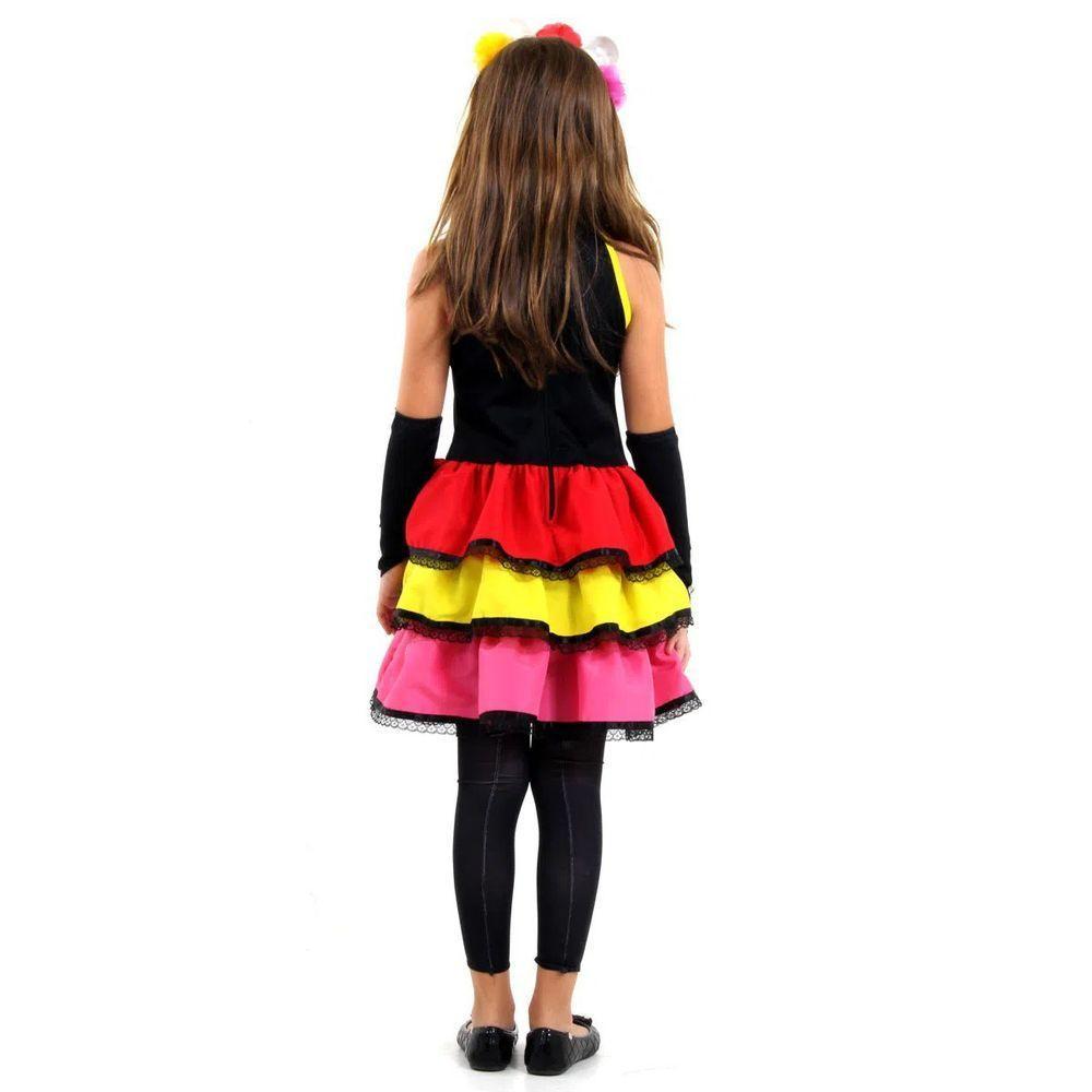Fantasia Caveira Mexicana Colour Infantil Tamanho P - 4