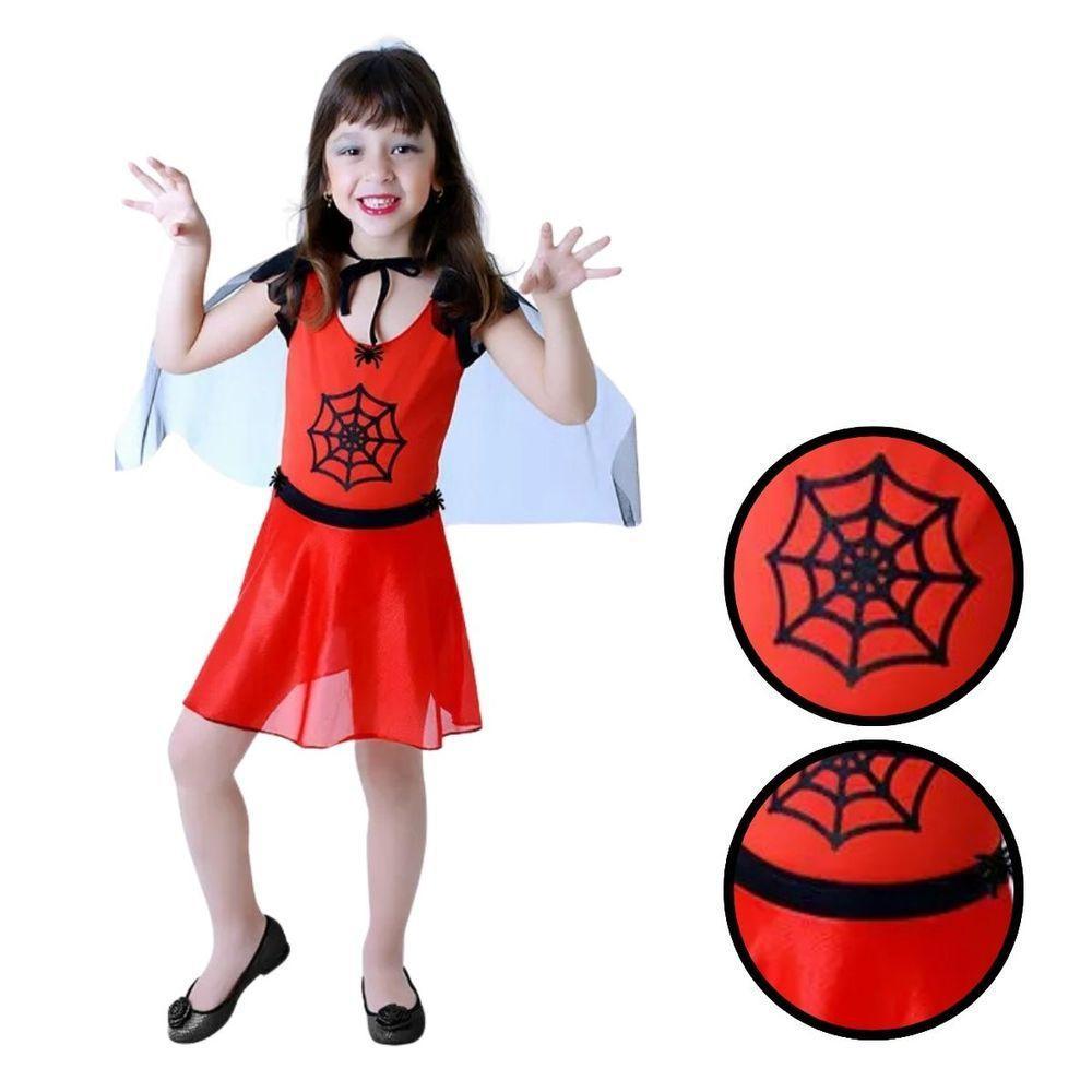 Fantasia Bruxa Aranha Vermelha Pop Infantil Tamanho M - 3