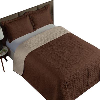 Cobre Leito Queen 3 Peças Clara 100% Poliéster - Marrom/cáqui