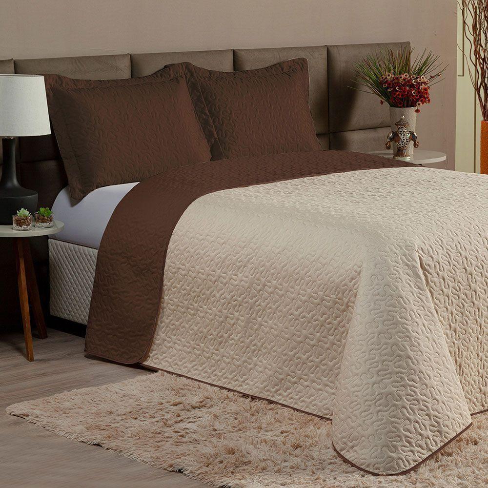 Cobre Leito Solteiro 2 Peças Clara 100% Poliéster - Marrom/cáqui - 2