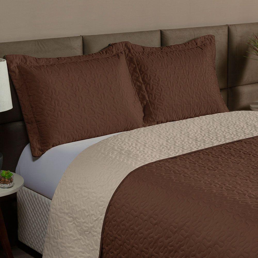 Cobre Leito Solteiro 2 Peças Clara 100% Poliéster - Marrom/cáqui - 4