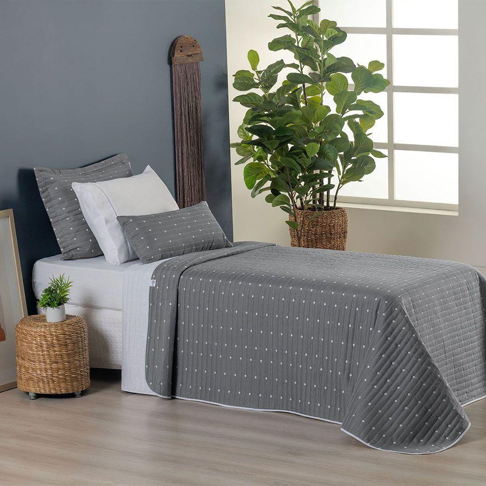 Kit Cobre Leito Solteiro 4 Peças Bordado Urbany Hipercal 400 Fios 100% Poliéster - Cinza - 4