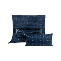 Kit Cobre Leito Queen 7 Peças Bordado Urbany Hipercal 400 Fios 100% Poliéster - Azul Marinho - 1