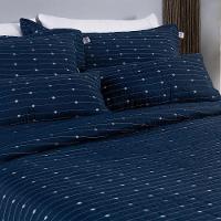 Kit Cobre Leito Queen 7 Peças Bordado Urbany Hipercal 400 Fios 100% Poliéster - Azul Marinho - 3