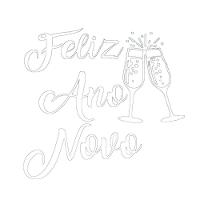 Adesivo Para Balão Feliz Ano Novo - Branco - 17cm - 1