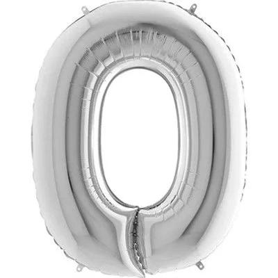 Balão Metalizado Prata Letra O - 1 Metro