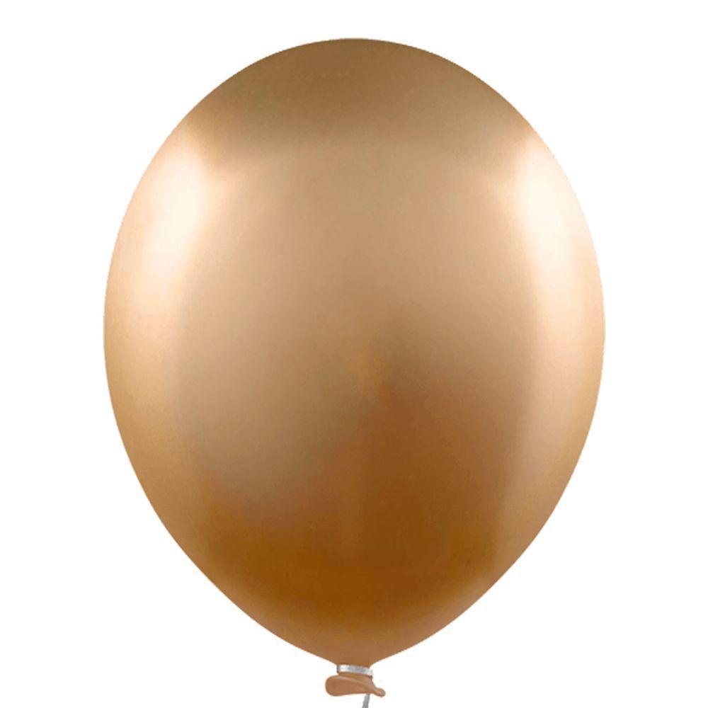 Balão Cromado Alumínio Dourado - 9 Polegadas - 25 Unidades - 1