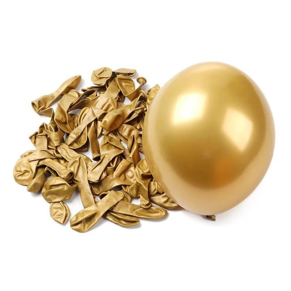 Balão Cromado Alumínio Dourado - 9 Polegadas - 25 Unidades - 2