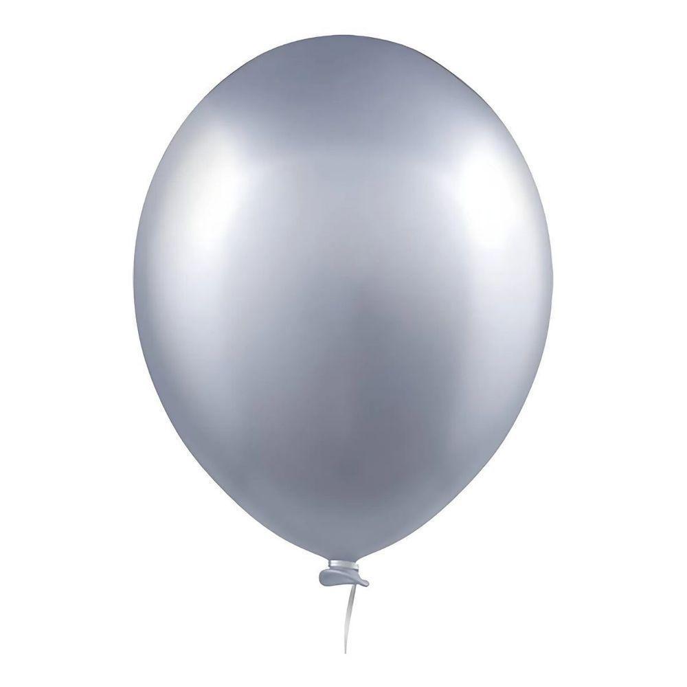 Balão Cromado Alumínio Natural - 12 Polegadas - 25 Unidades - 1