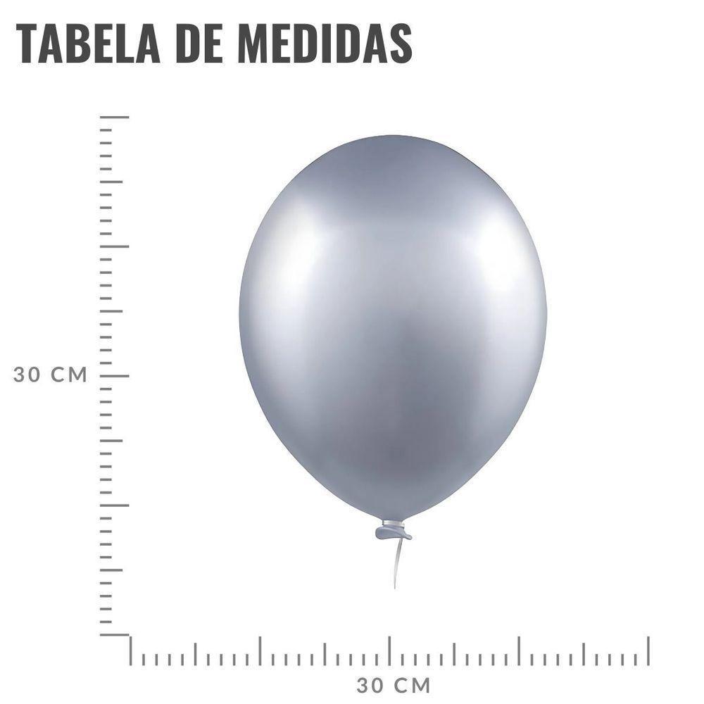 Balão Cromado Alumínio Natural - 12 Polegadas - 25 Unidades - 3
