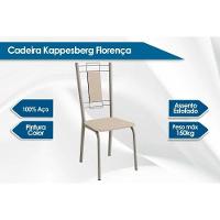 Sala De Jantar Completa Reno Com Tampo De Vidro 150cm E 4 Cadeiras Florença Niquel - Courano Capuccino - Kappesberg - 3