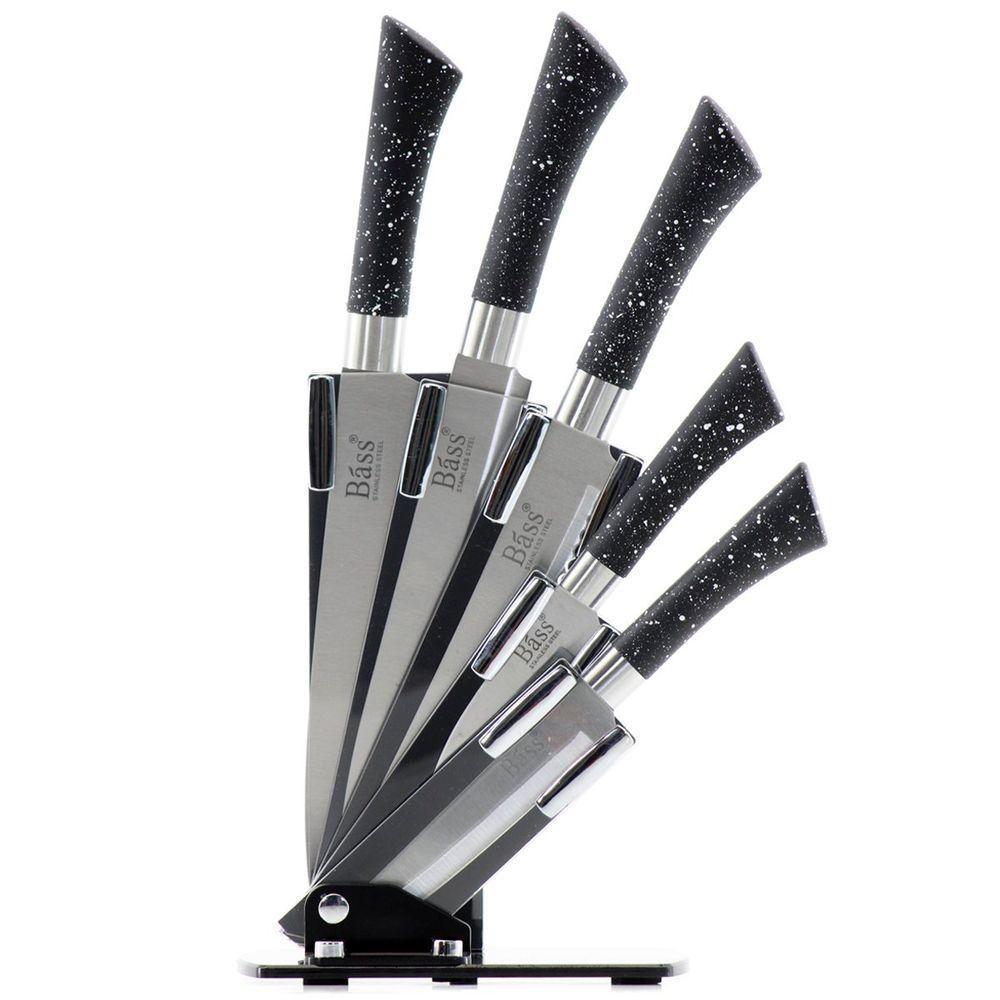 Jogo De Facas Inox Suporte Acrílico 6 Peças Preto Pigmentado - 1