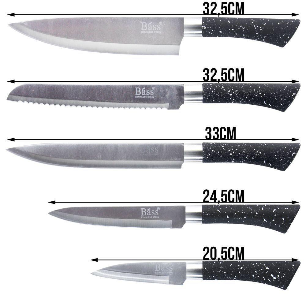 Jogo De Facas Inox Suporte Acrílico 6 Peças Preto Pigmentado - 2