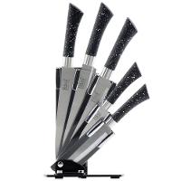 Jogo De Facas Inox Suporte Acrílico 6 Peças Preto Pigmentado - 1