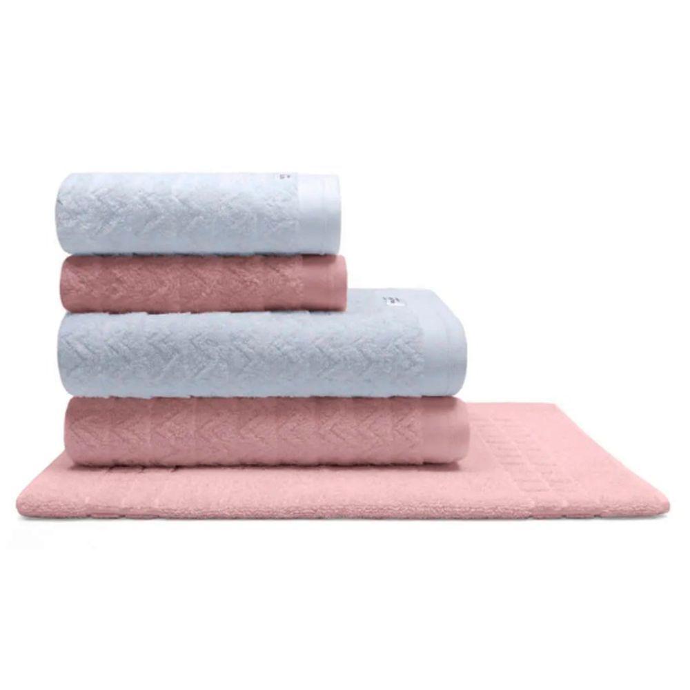 Jogo De Toalha Buettner Linea Nobre 100% Algodão Fio Penteado 5 Peças Branco E Dusty Rosê - 1