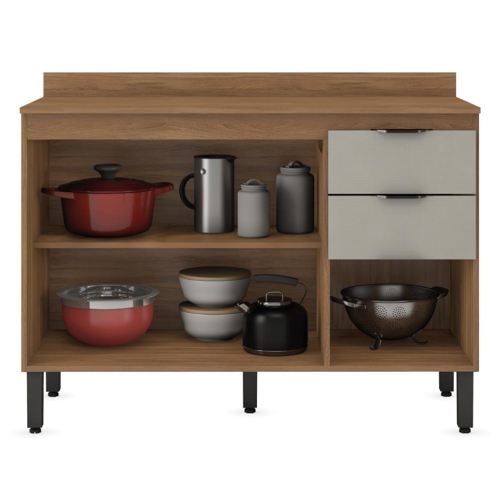 Balcão Cozinha Firenze Com Tampo 120cm E 3 Portas 2 Gavetas Amendola/nude Prime Tx - 3