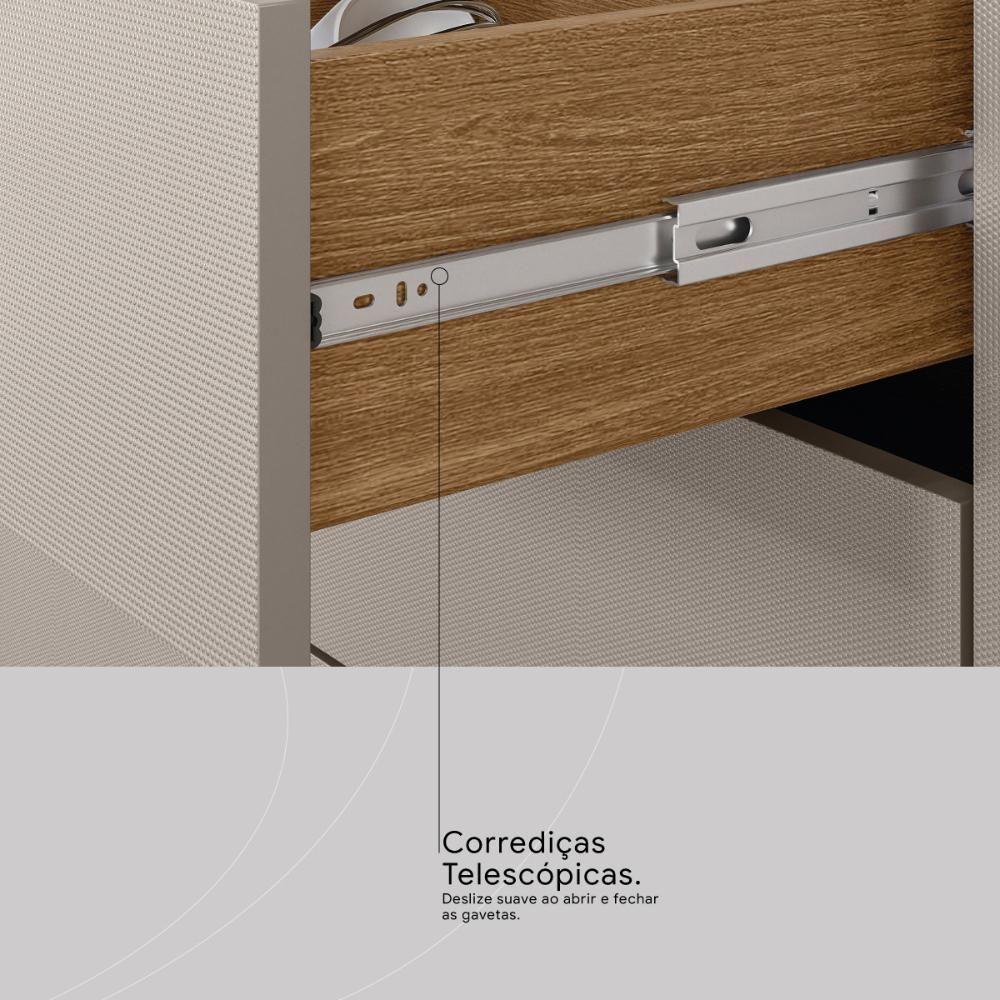 Balcão Cozinha Firenze Com Tampo 120cm E 3 Portas 2 Gavetas Amendola/nude Prime Tx - 5