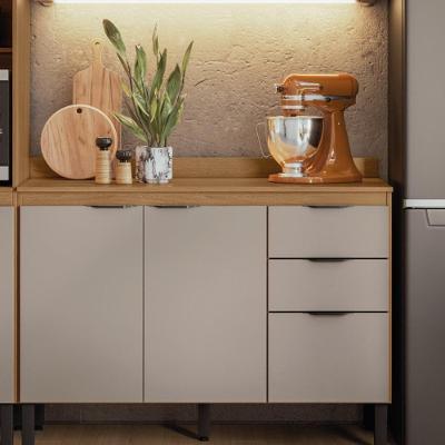 Balcão Cozinha Firenze Com Tampo 120cm E 3 Portas 2 Gavetas Amendola/nude Prime Tx