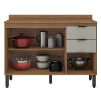 Balcão Cozinha Firenze Com Tampo 120cm E 3 Portas 2 Gavetas Amendola/nude Prime Tx - 3