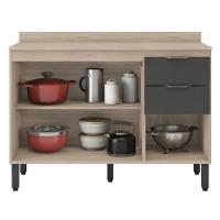 Balcão Cozinha Firenze Com Tampo 120cm E 3 Portas 2 Gavetas Avena/grafito - 3