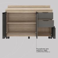 Balcão Cozinha Firenze Com Tampo 120cm E 3 Portas 2 Gavetas Avena/grafito - 6