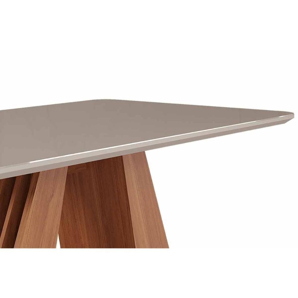 Mesa De Sala Jantar ágata Com Tampo Madeirado Vidro 180x90cm Cinamomo/off White - Cimol - 4
