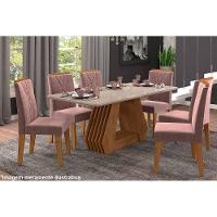 Mesa De Sala Jantar ágata Com Tampo Madeirado Vidro 180x90cm Cinamomo/off White - Cimol - 6