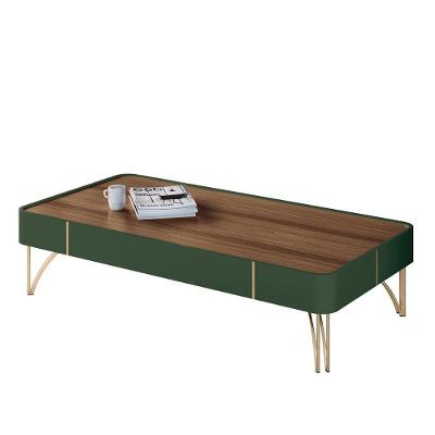 Mesa De Centro Cadenza Com Pés Em Aço Verde Pistache/castanho
