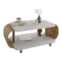 Mesa De Centro Sala Floripa Com Pés De Madeira Maciça Off White/cinamomo - 1
