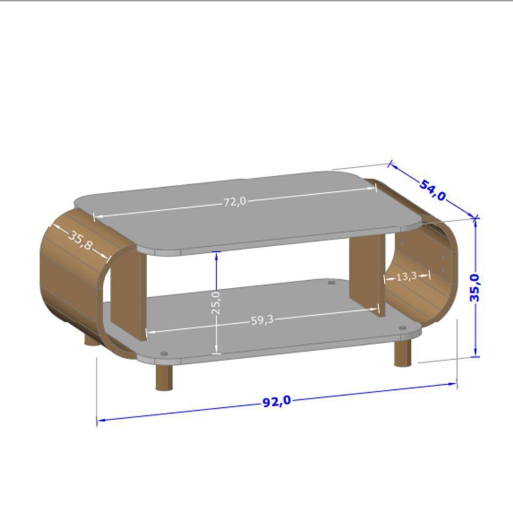 Mesa De Centro Sala Floripa Com Pés De Madeira Maciça Pistache/naturale - 3