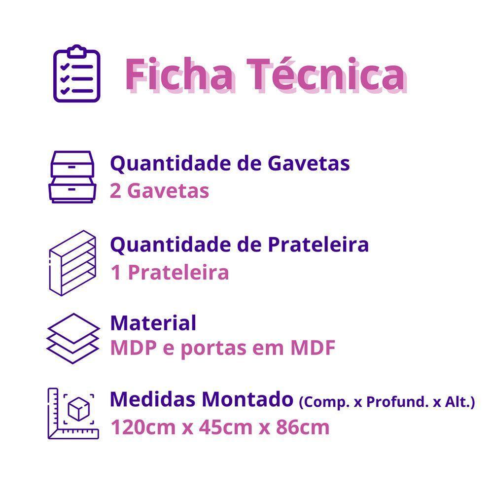Balcão De Cozinha Nala 3 Portas 2 Gavetas Mobilihouse Cinamomo/off White - 4