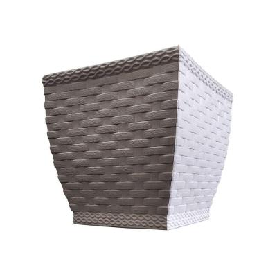Vaso Cachepô Rattan Mini Quadrado Branco - 14cm X 14cm