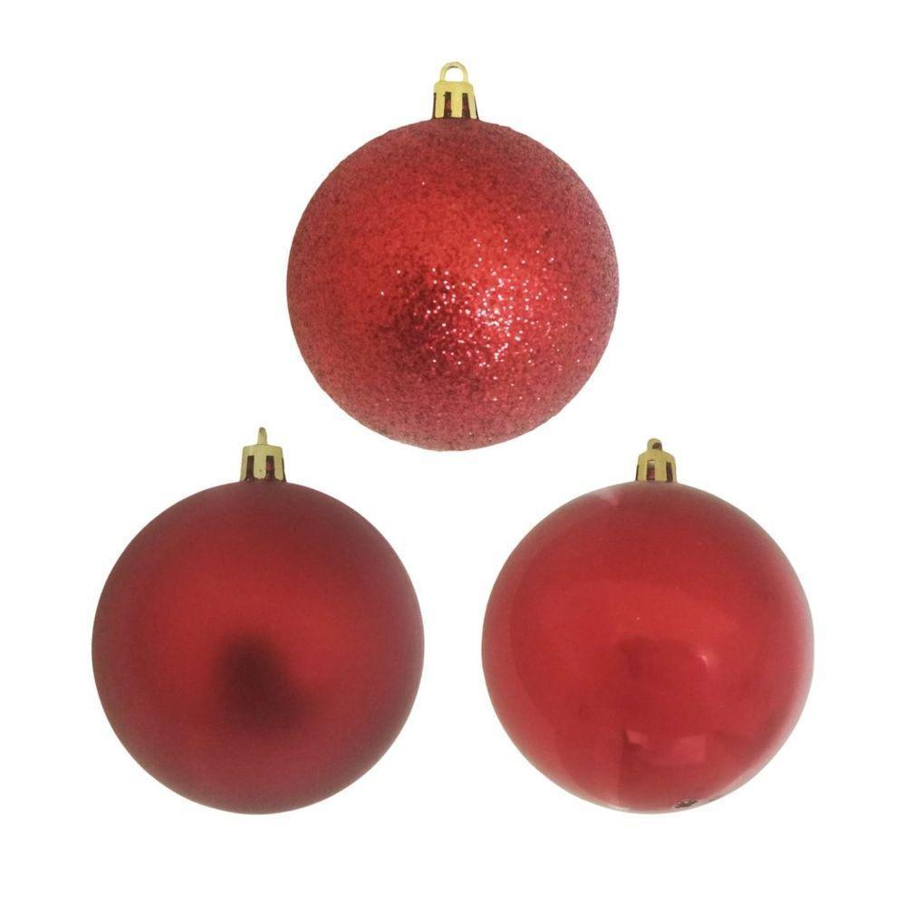 Bola De Natal Vermelha Kit Misto 8cm - 6 Unidades - 1