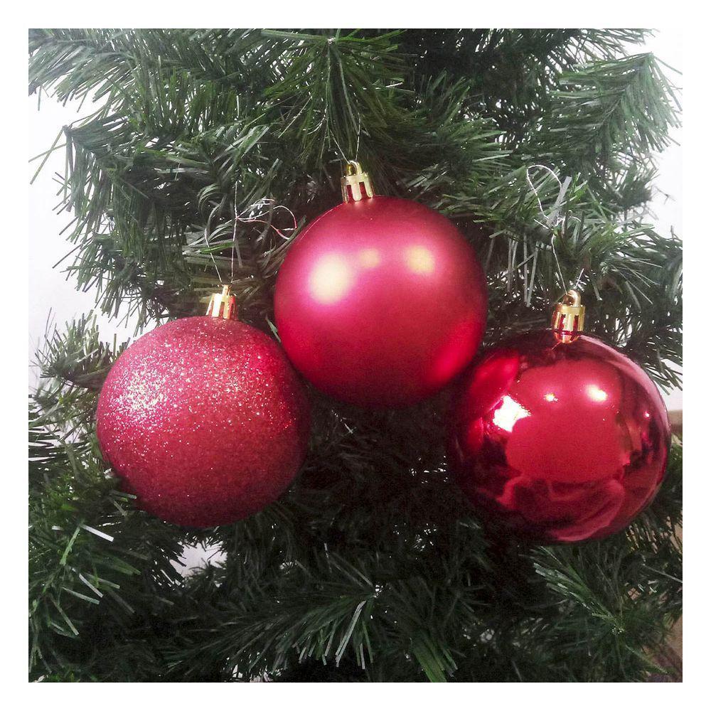 Bola De Natal Vermelha Kit Misto 8cm - 6 Unidades - 9