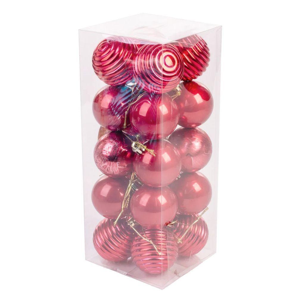 Bola De Natal Vermelha Kit Mista 5cm - 20 Unidades - 5