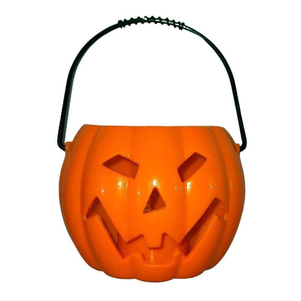 Balde De Abóbora Halloween Laranja Som E Luz - 1