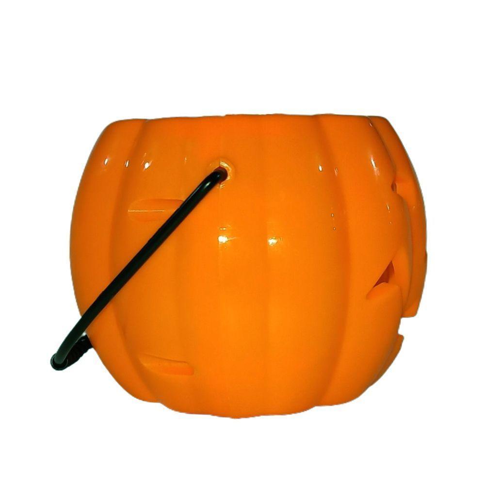 Balde De Abóbora Halloween Laranja Som E Luz - 2