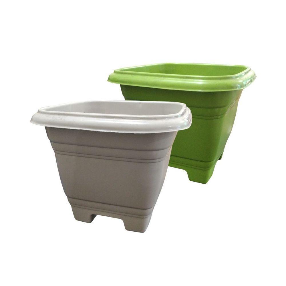 Vaso Quadrado Bella Fiore 4,3 Litros - 22cm X 22cm Cor Areia - 1