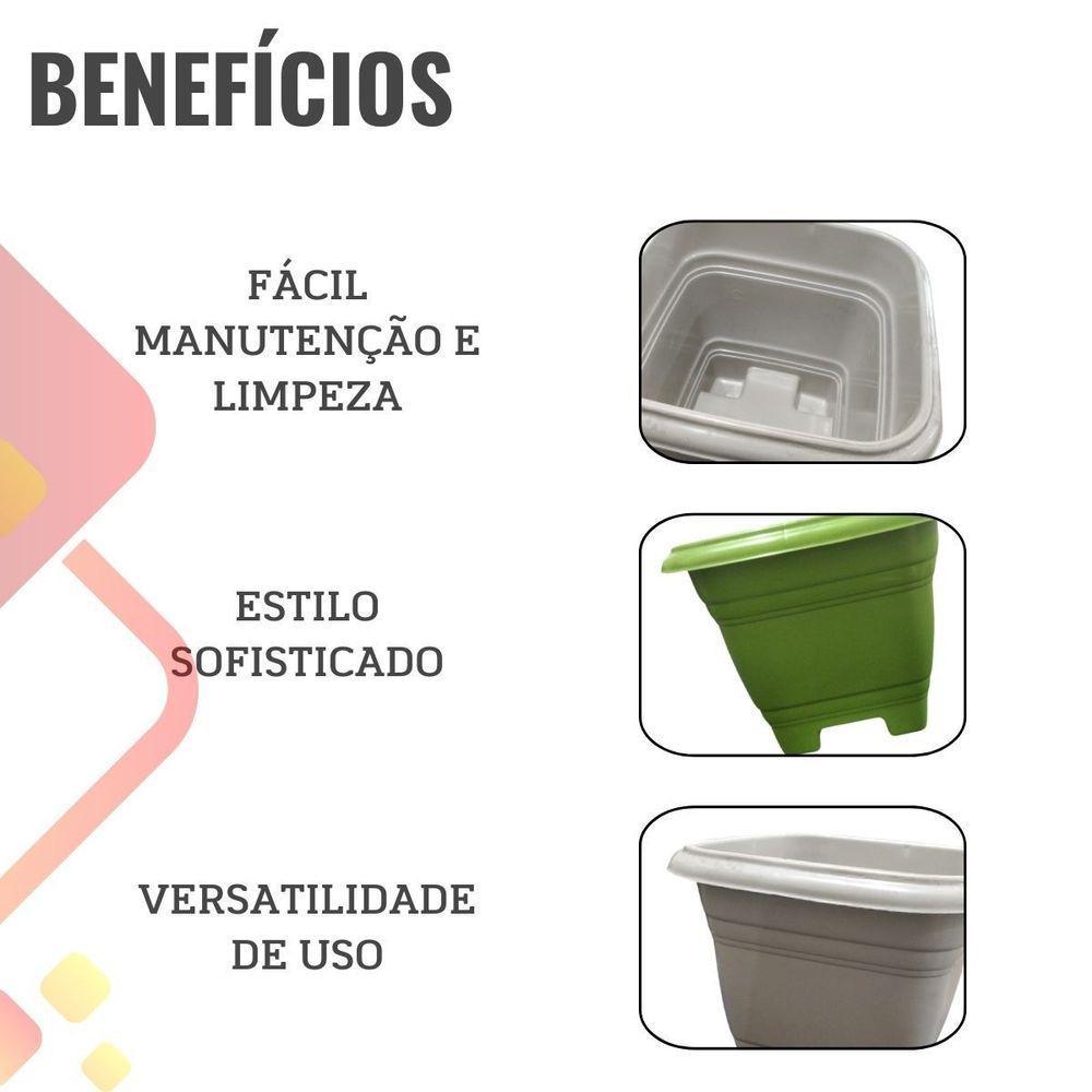 Vaso Quadrado Bella Fiore 4,3 Litros - 22cm X 22cm Cor Areia - 5
