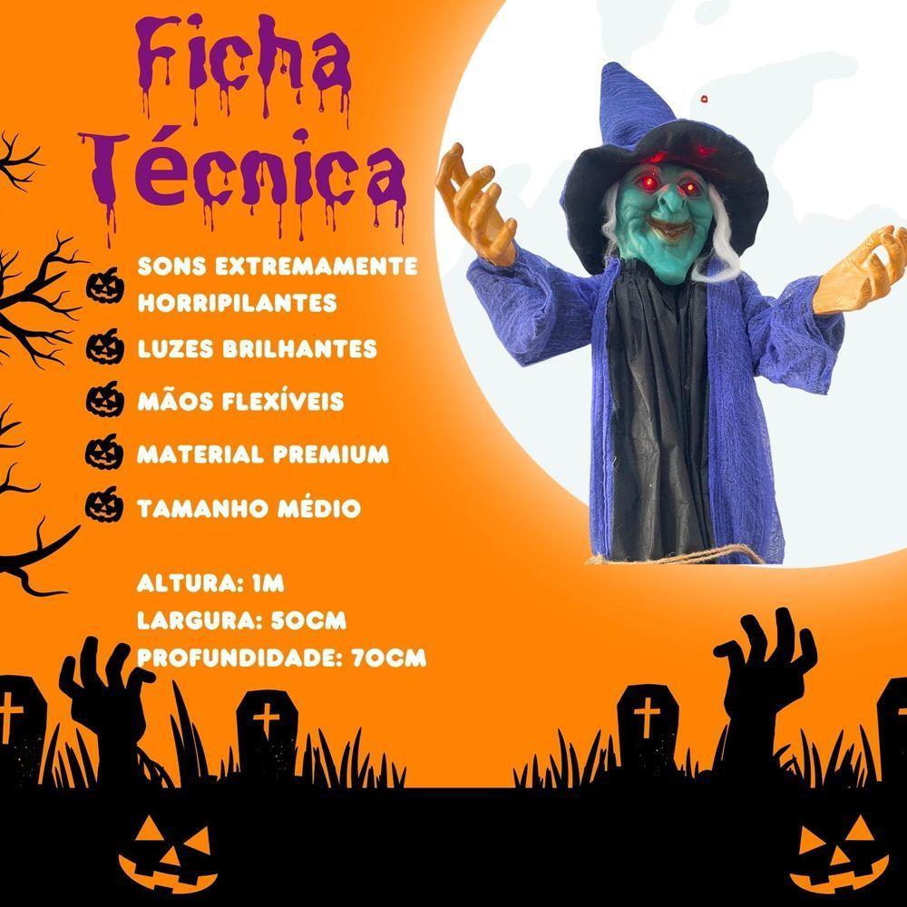 Boneco Bruxa Fantasma Halloween Com Som E Luz - 9