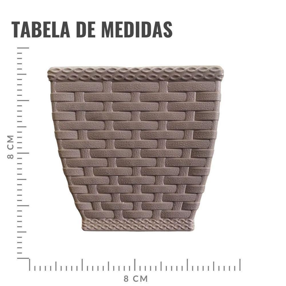 Vaso Cachepô Rattan Mini Quadrado 350ml - 8cm X 8cm Cor Palha - 4