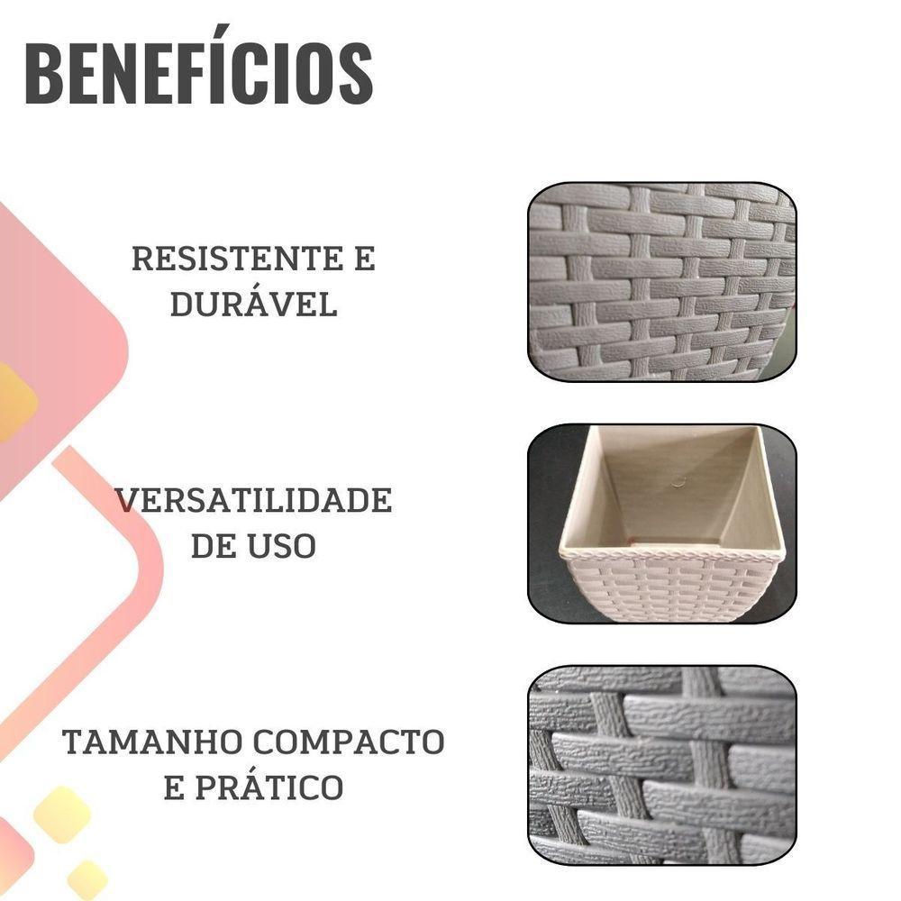 Vaso Cachepô Rattan Mini Quadrado 350ml - 8cm X 8cm Cor Palha - 5