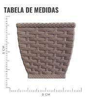 Vaso Cachepô Rattan Mini Quadrado 350ml - 8cm X 8cm Cor Cinza