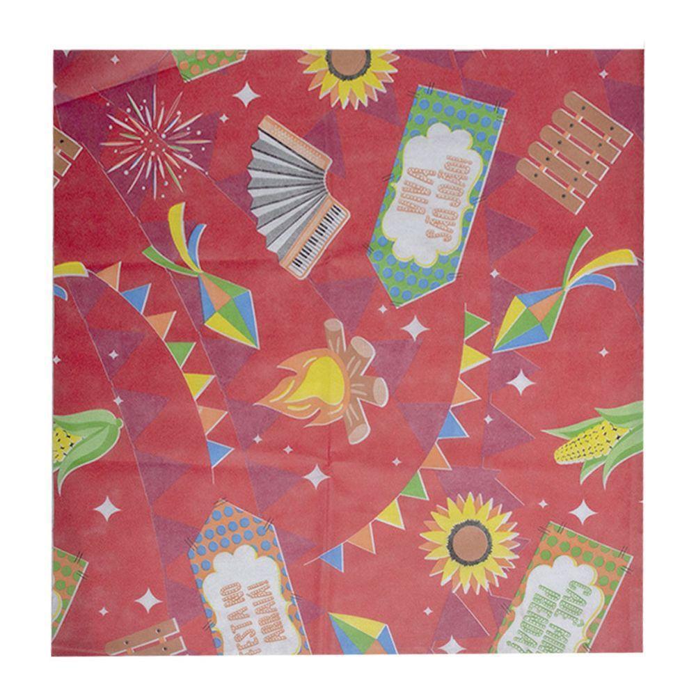 Toalha De Mesa Arraiá Vermelho Tnt 70cm X 70cm - 5 Unidades - 3